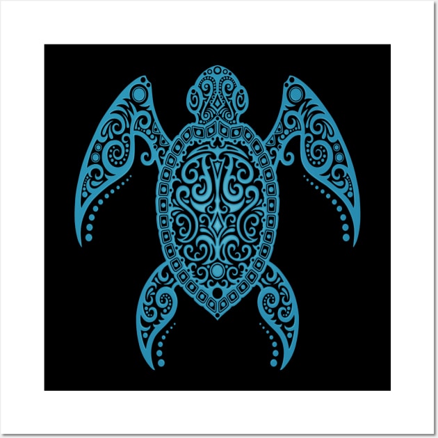 Intricate Blue Sea Turtle Wall Art by jeffbartels